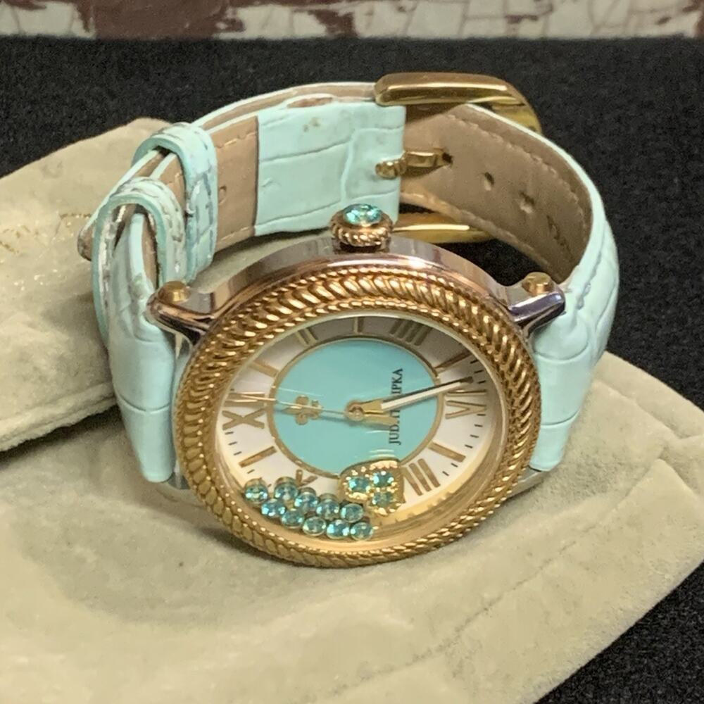 Judith Ripka Gold and Turquoise/Blue Odyssey Floating Heart Working Watch